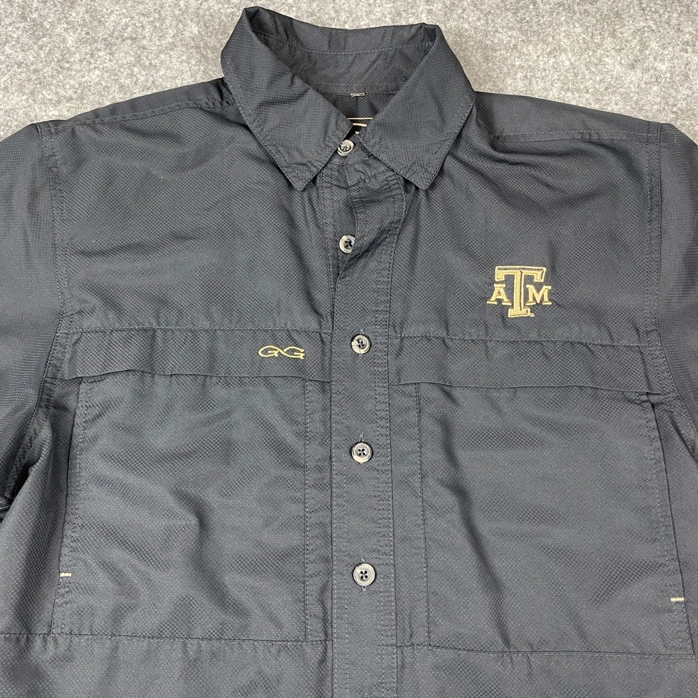 Texas A&M Shirt GameGuard Small Black Button Vented Outdoors Fishing Aggies NCAA